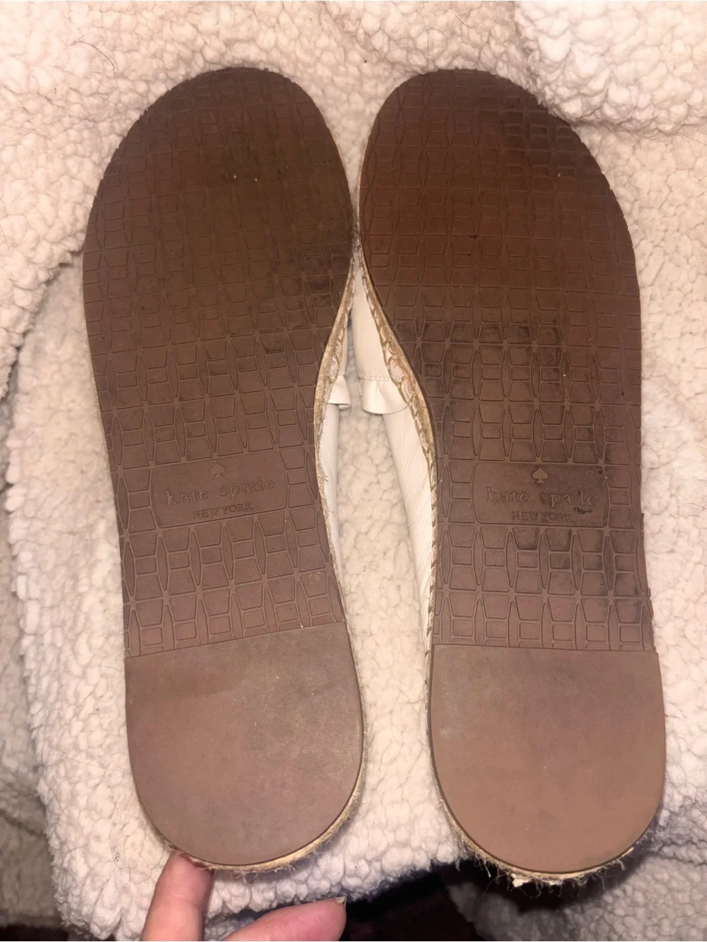 Kate Spade White Leather Ruffle Espadrille Flats Size 10 US
